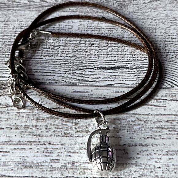 Dainty, Faux Grenade, Charm & Wax Cord, Adjustable Rope - Picture 11 of 11